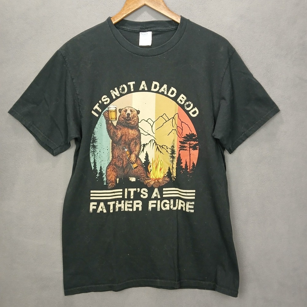 Port & Company T Shirt Mens Medium Black It's Not A Dad Bod It's A Father Figure